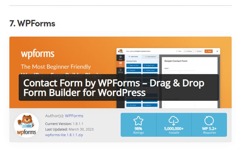 WP Forms plugins 2023