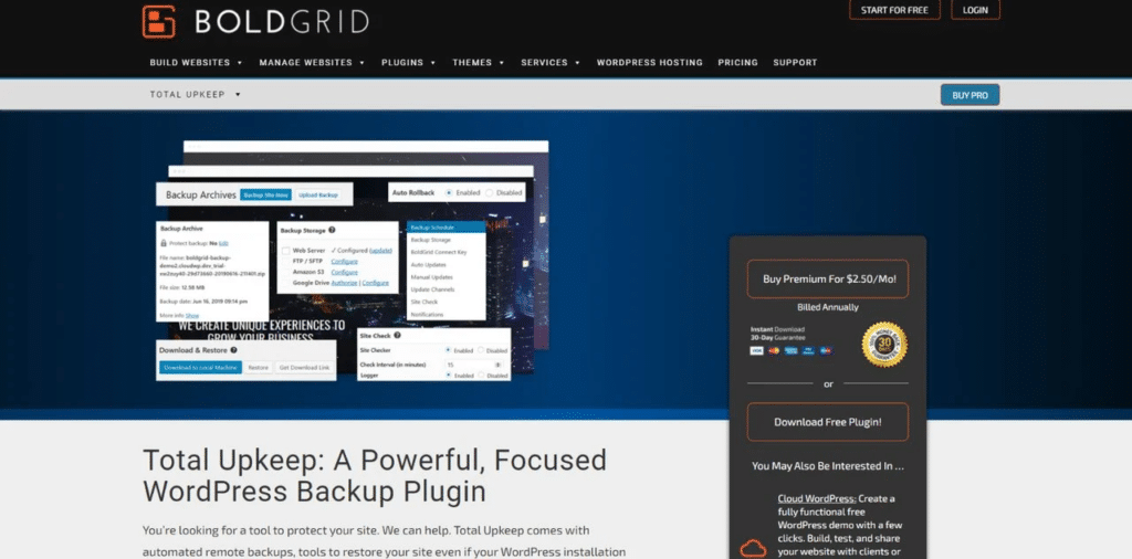boldgrid backup plugin for wordpress websites eb68165c
